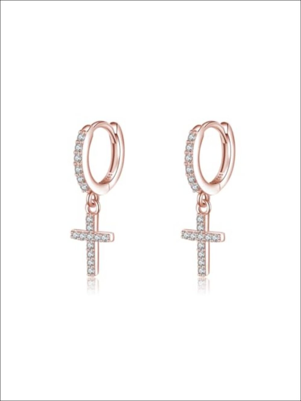 925 Sterling Silver Cross Hoop Earrings CZ Small Huggie Drop Minimalist